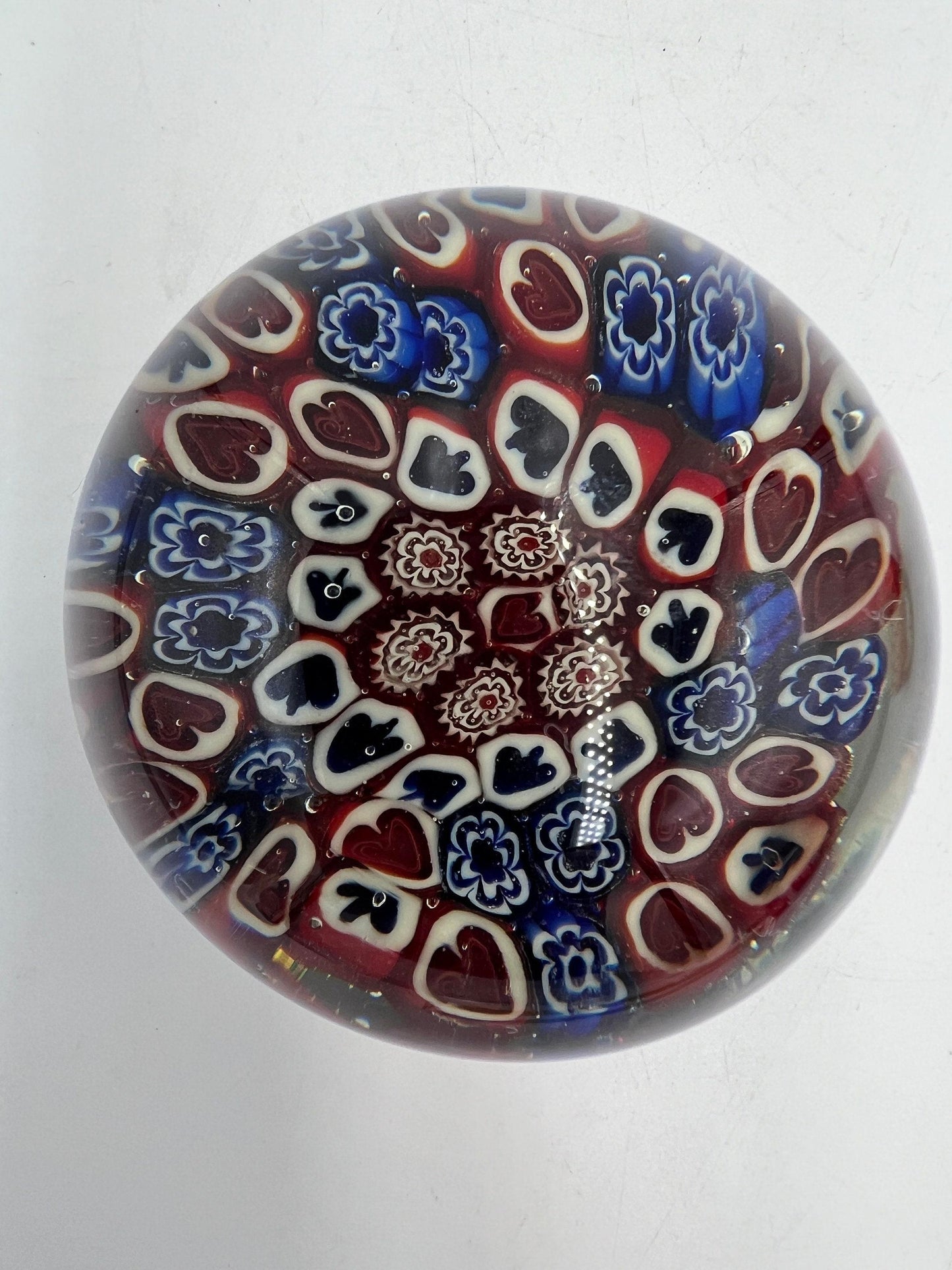 Vintage Glass Millefiori Paperweight: Handcrafted Collectible Art