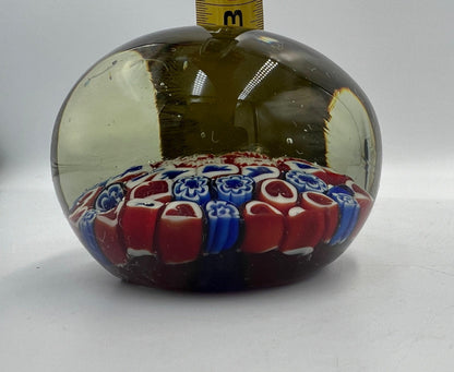 Vintage Glass Millefiori Paperweight: Handcrafted Collectible Art