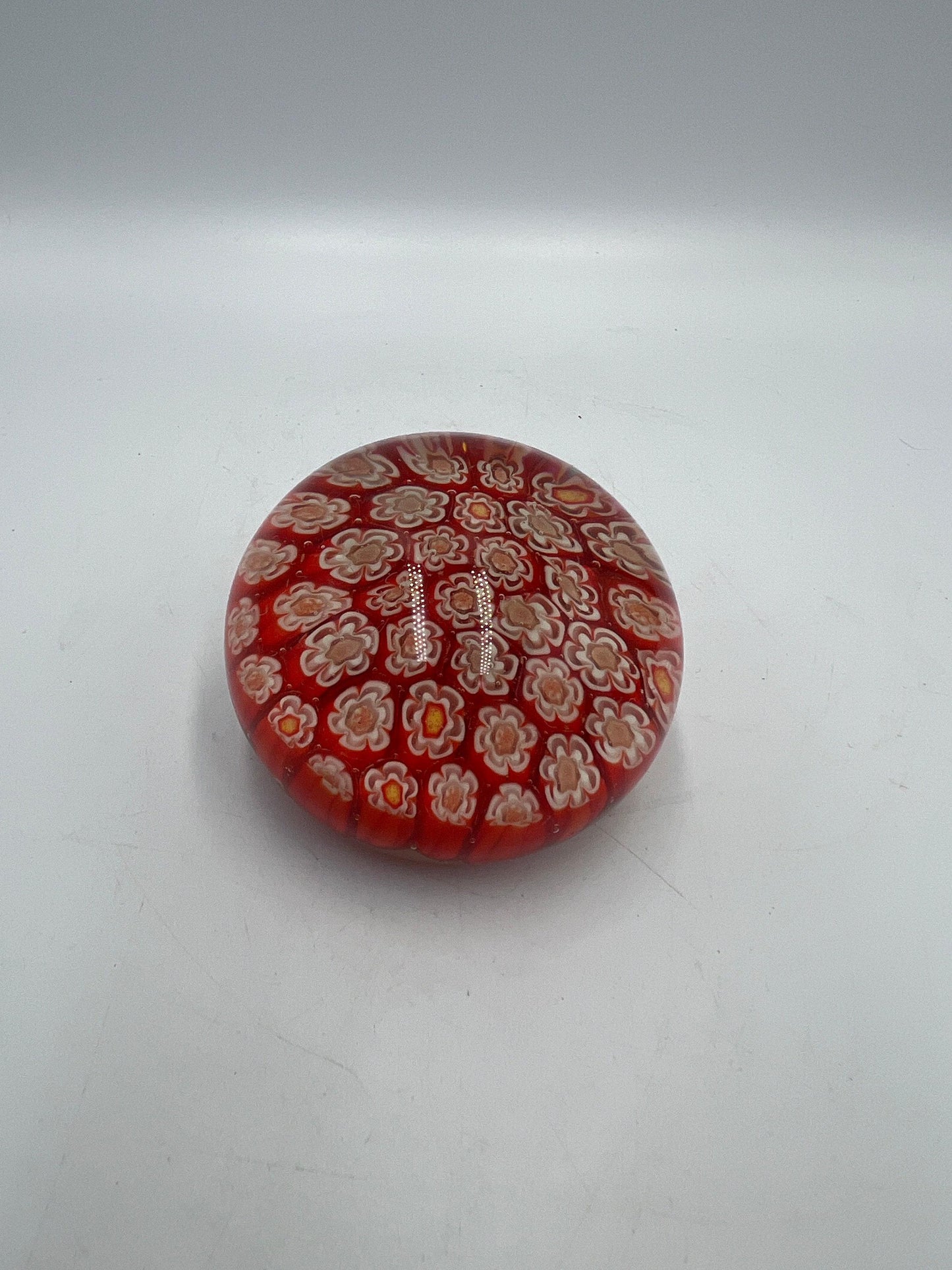 Vintage Glass Millefiori Paperweight: Handcrafted Collectible Art