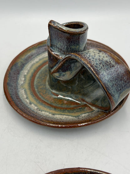 Ceramic Candlestick Holder Signed Art Pottery