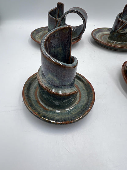 Ceramic Candlestick Holder Signed Art Pottery