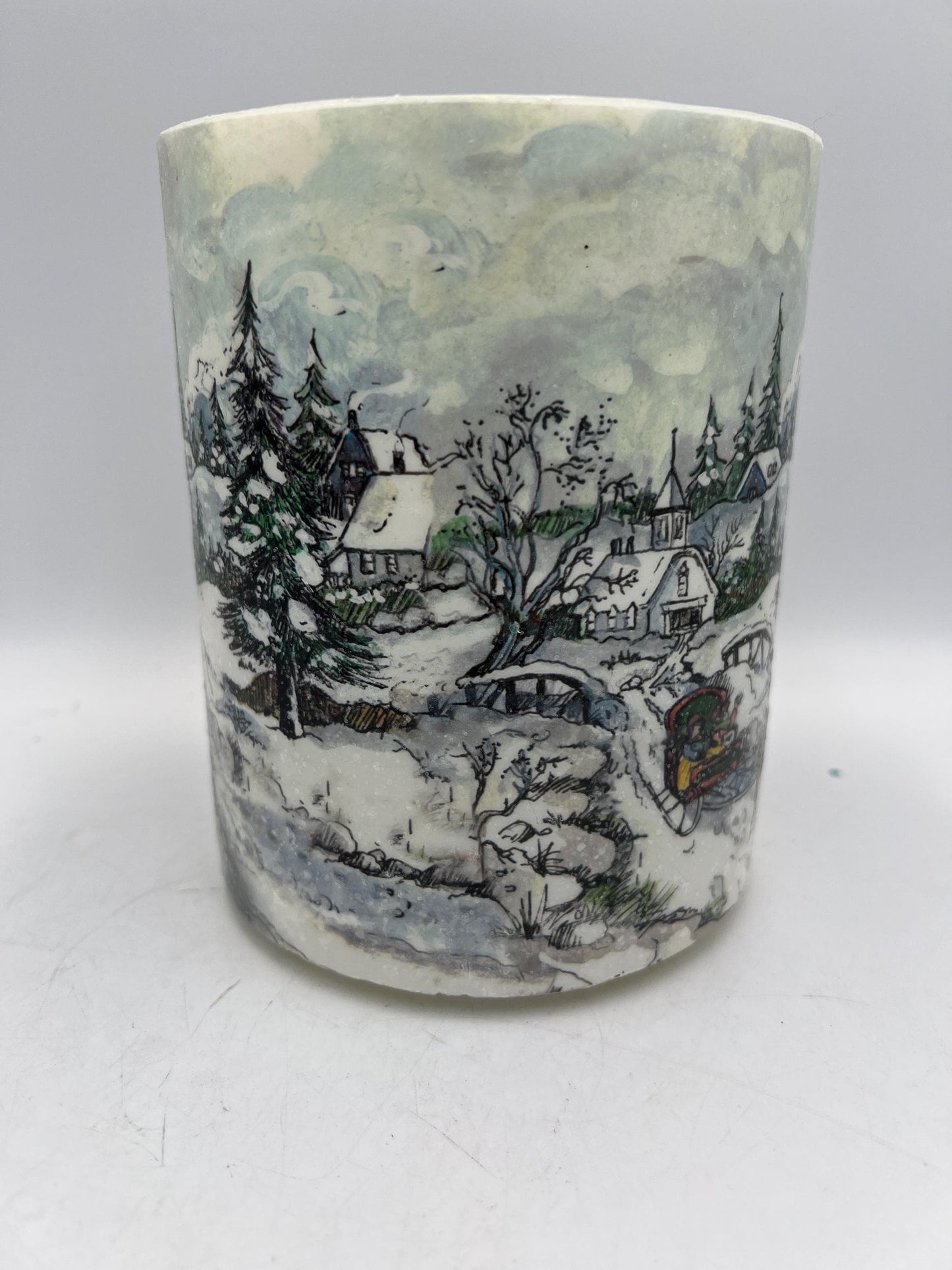 Vintage Flameless Candles Tree Santa Snowman Thomas Kinkade Inspired Musical Flameless Candle Centerpiece QVC exclusive RARE