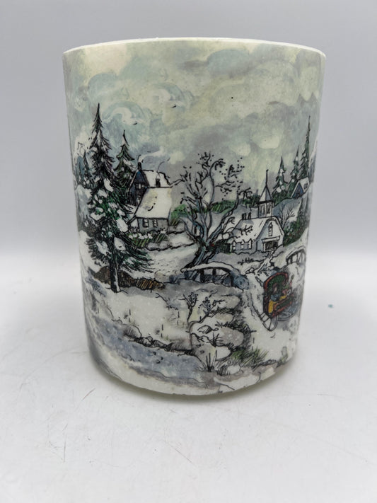 Vintage Flameless Candles Tree Santa Snowman Thomas Kinkade Inspired Musical Flameless Candle Centerpiece QVC exclusive RARE