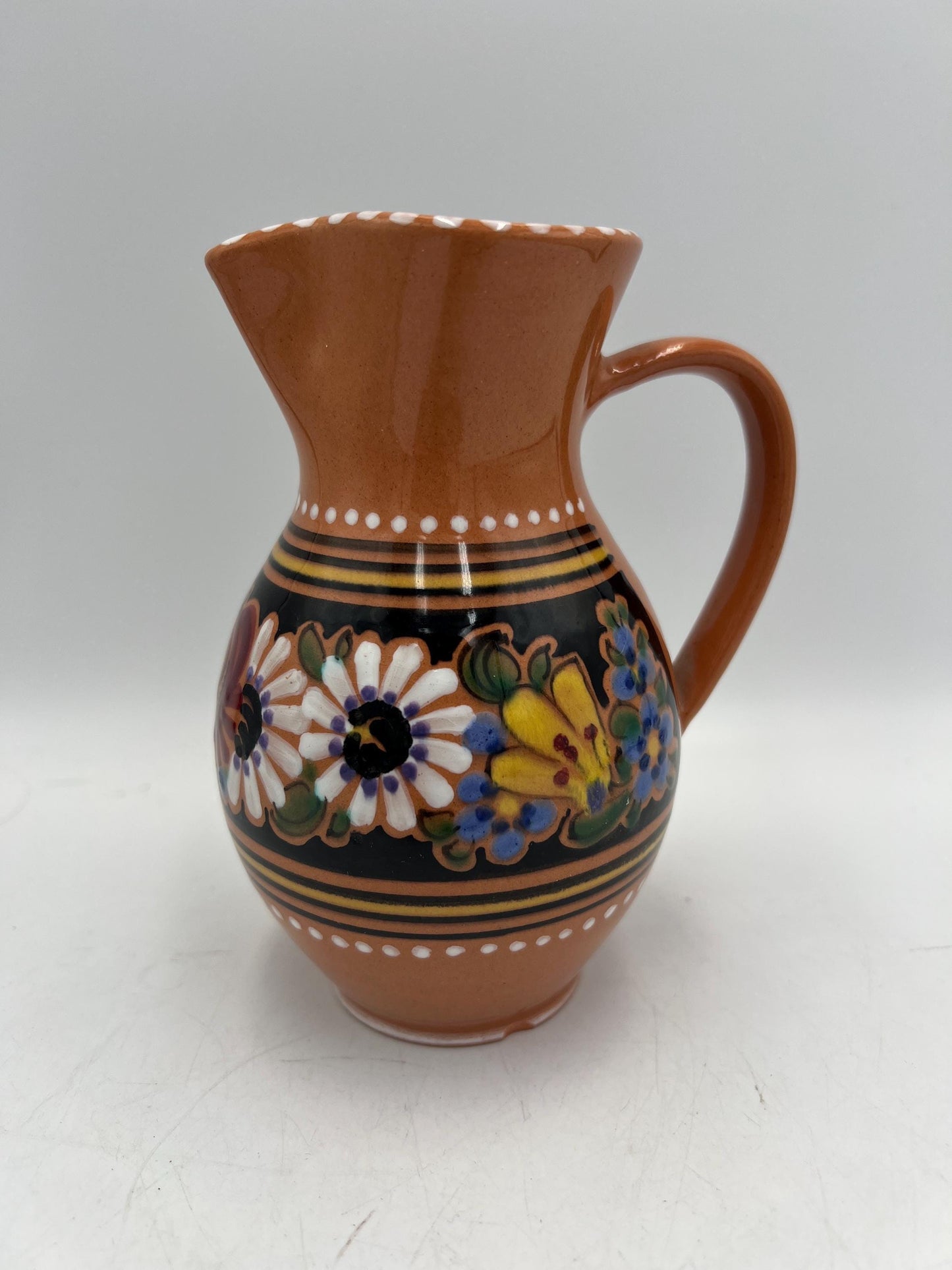 Vintage Folk Art Keralit Czech Peasant Hand-Painted Pottery