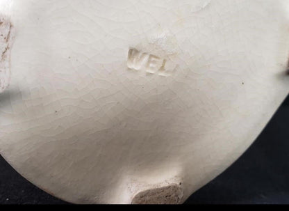 Vintage Weller Pottery Vase, Creamware Floral Handle (1920s Ceramic)