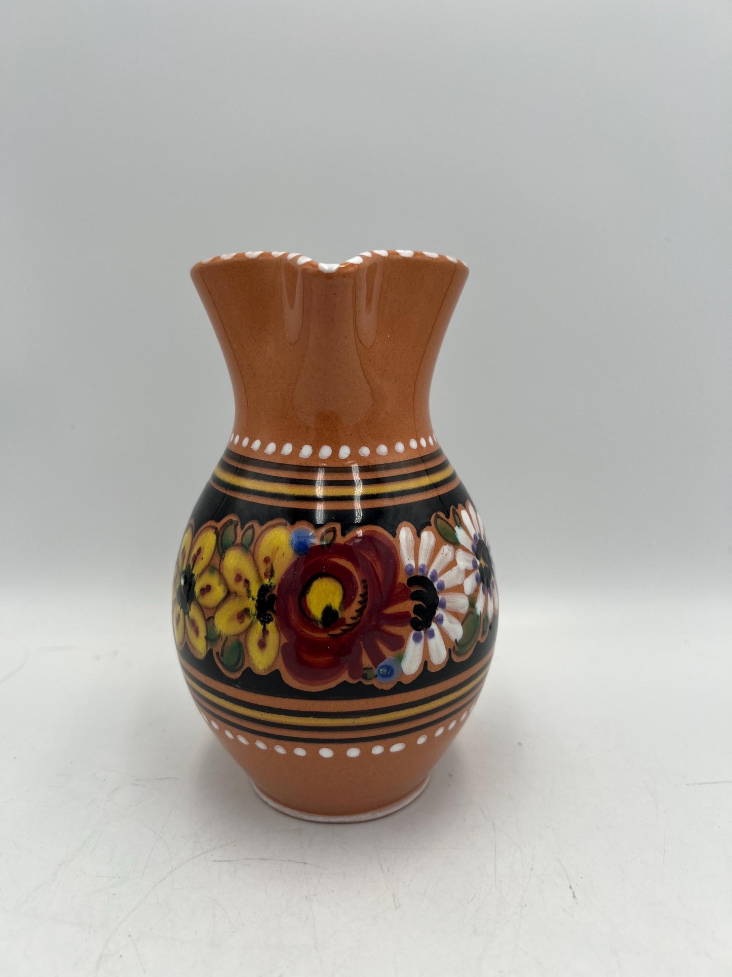 Vintage Folk Art Keralit Czech Peasant Hand-Painted Pottery