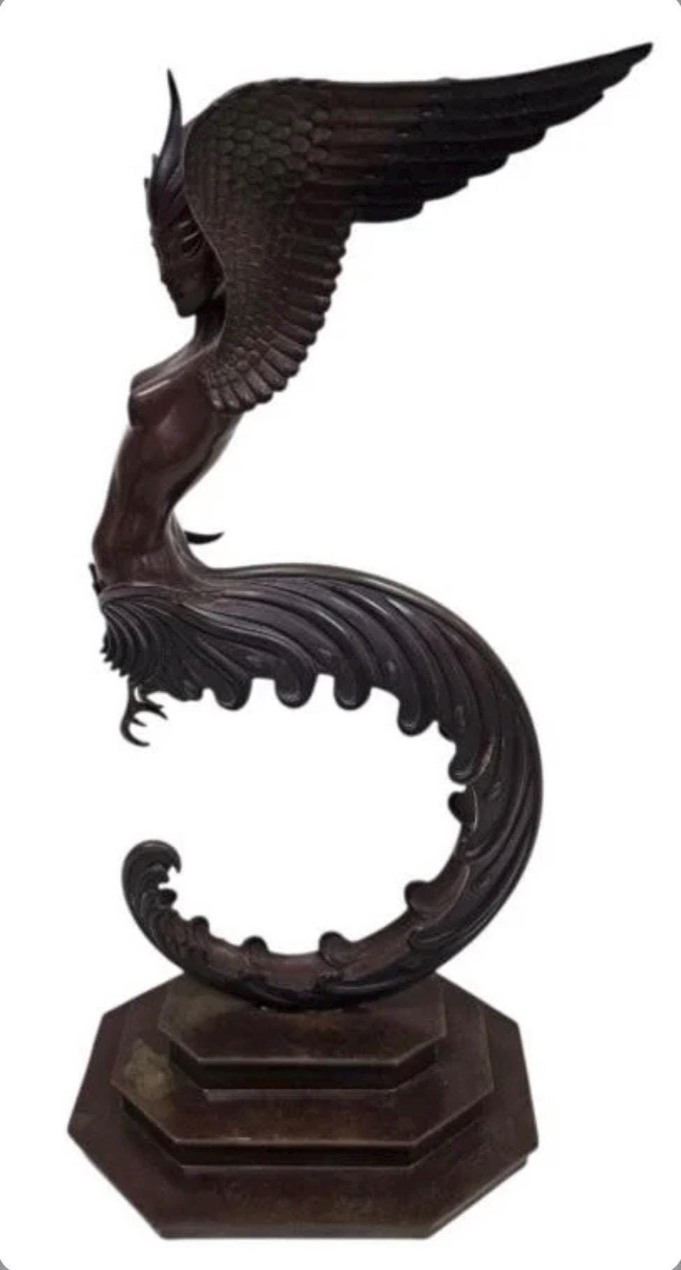 Vintage 1980 Erte Firebird Bronze Sculpture