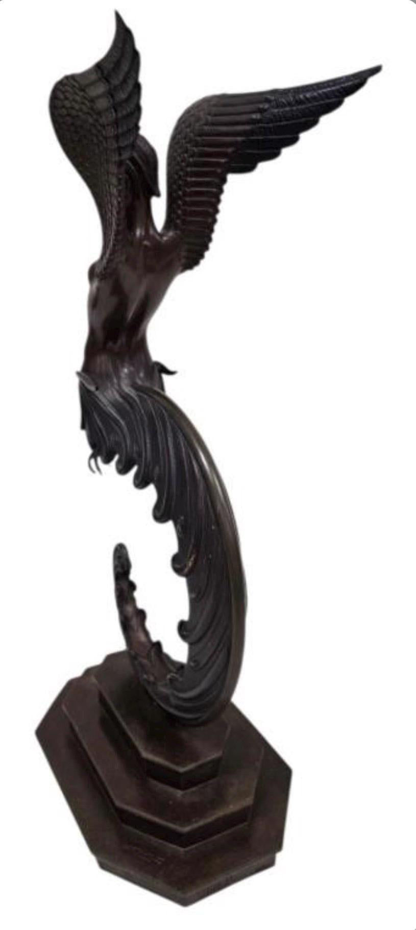 Vintage 1980 Erte Firebird Bronze Sculpture