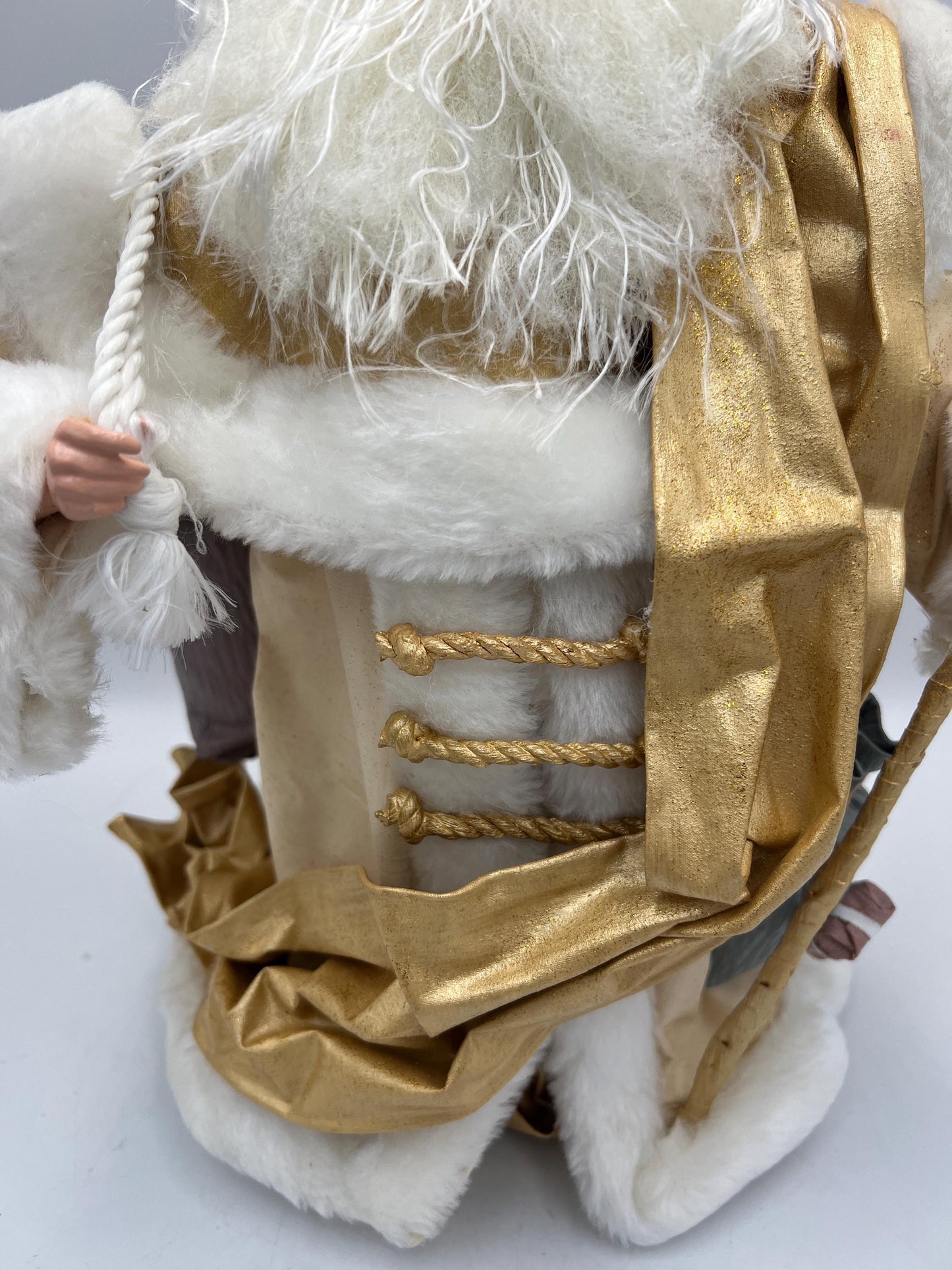 Vintage Old World Santa Gold and White