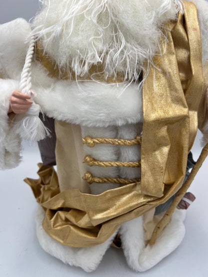 Vintage Old World Santa Gold and White