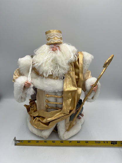 Vintage Old World Santa Gold and White