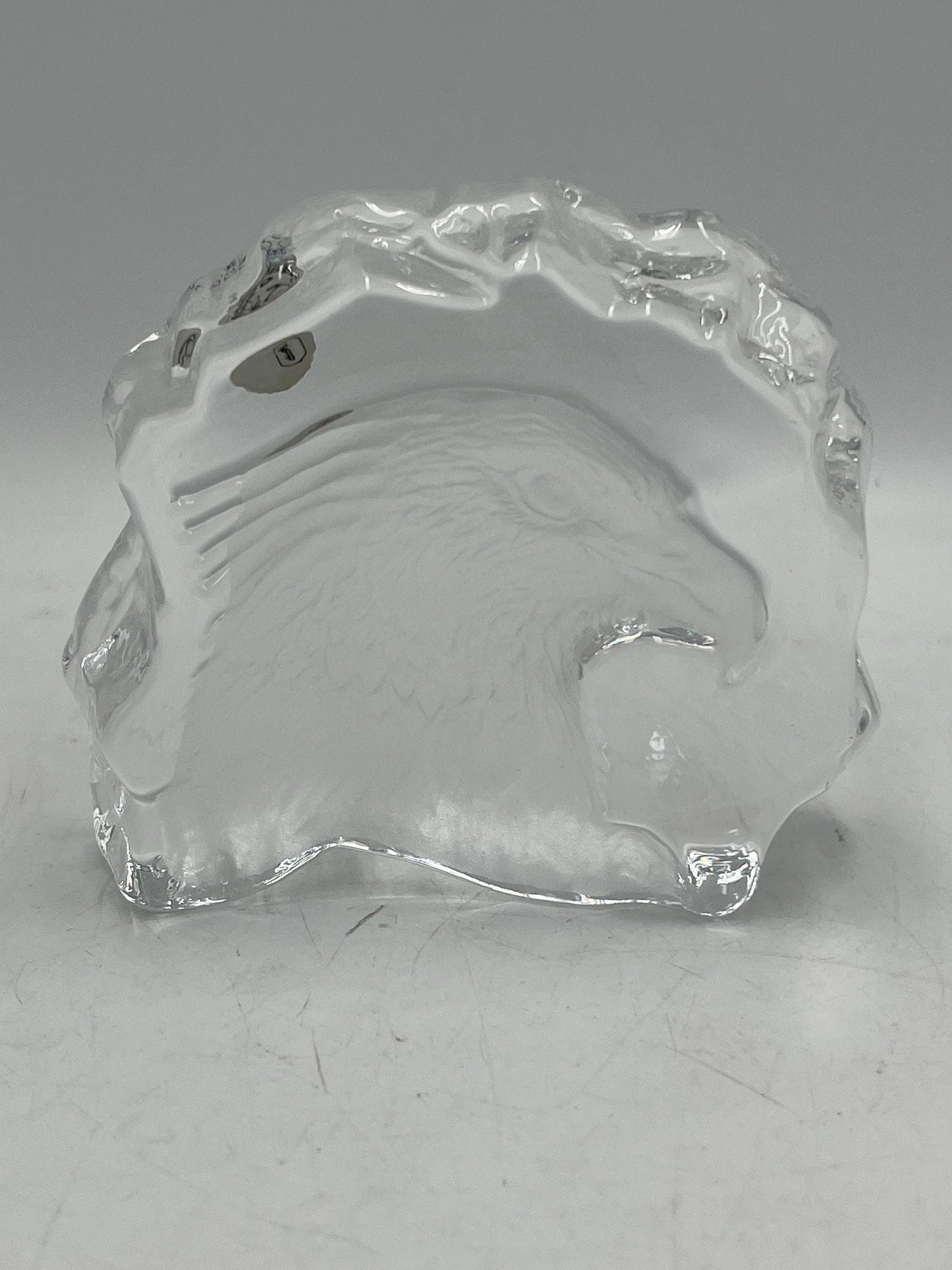 Cristal d'Arques Eagle Head Intaglio 24% Lead Crystal Clear Glass Figurine Made in France