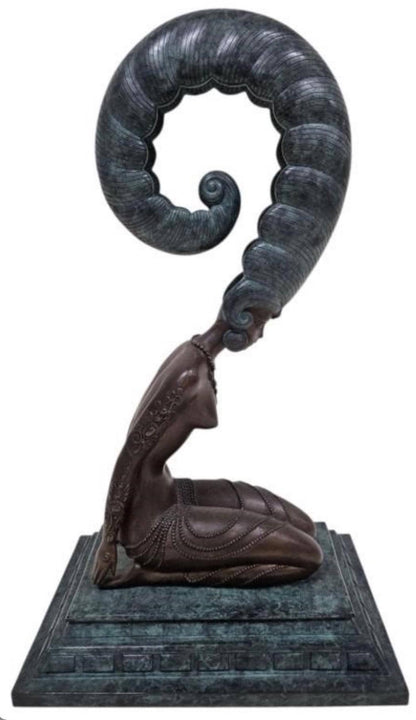Vintage Erte La Plume Bronze Sculpture 1980