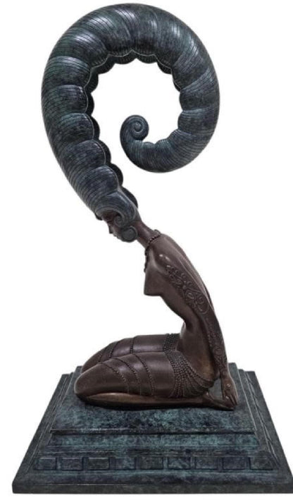 Vintage Erte La Plume Bronze Sculpture 1980