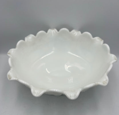Westmoreland Milk Glass Footed Paneled Grape-Pattern Bowl