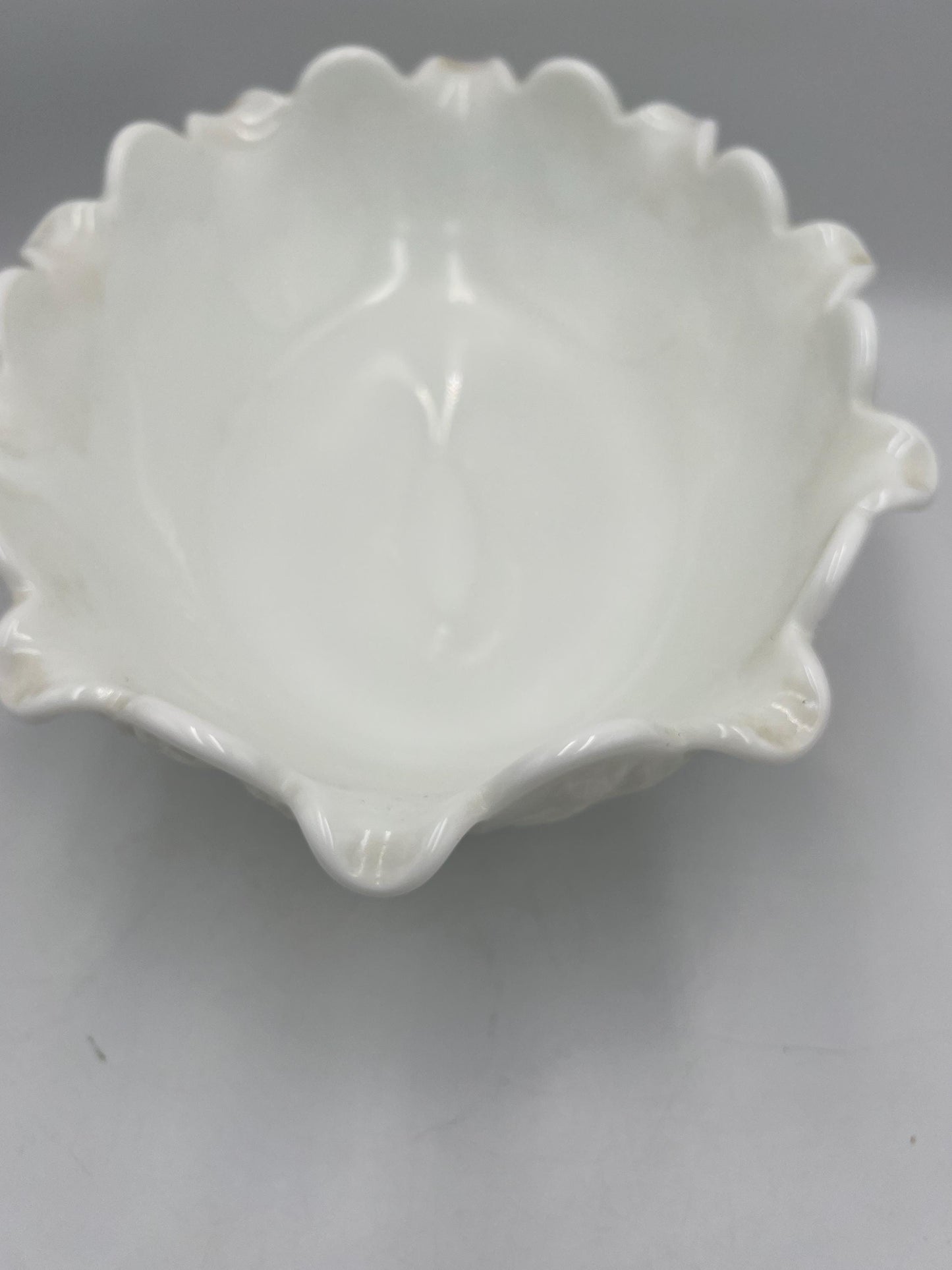 Westmoreland Milk Glass Footed Paneled Grape-Pattern Bowl