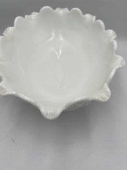 Westmoreland Milk Glass Footed Paneled Grape-Pattern Bowl