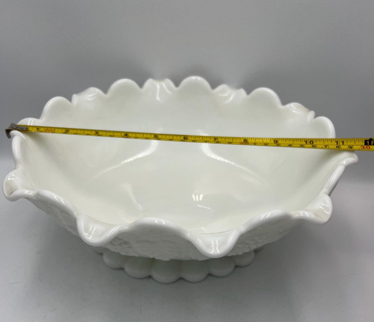 Westmoreland Milk Glass Footed Paneled Grape-Pattern Bowl