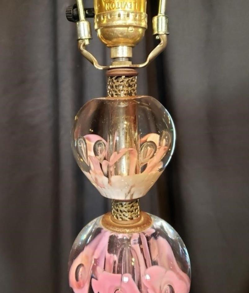 American St. Clair Paperweight Glass Mid Century Modern Lamp 26" H