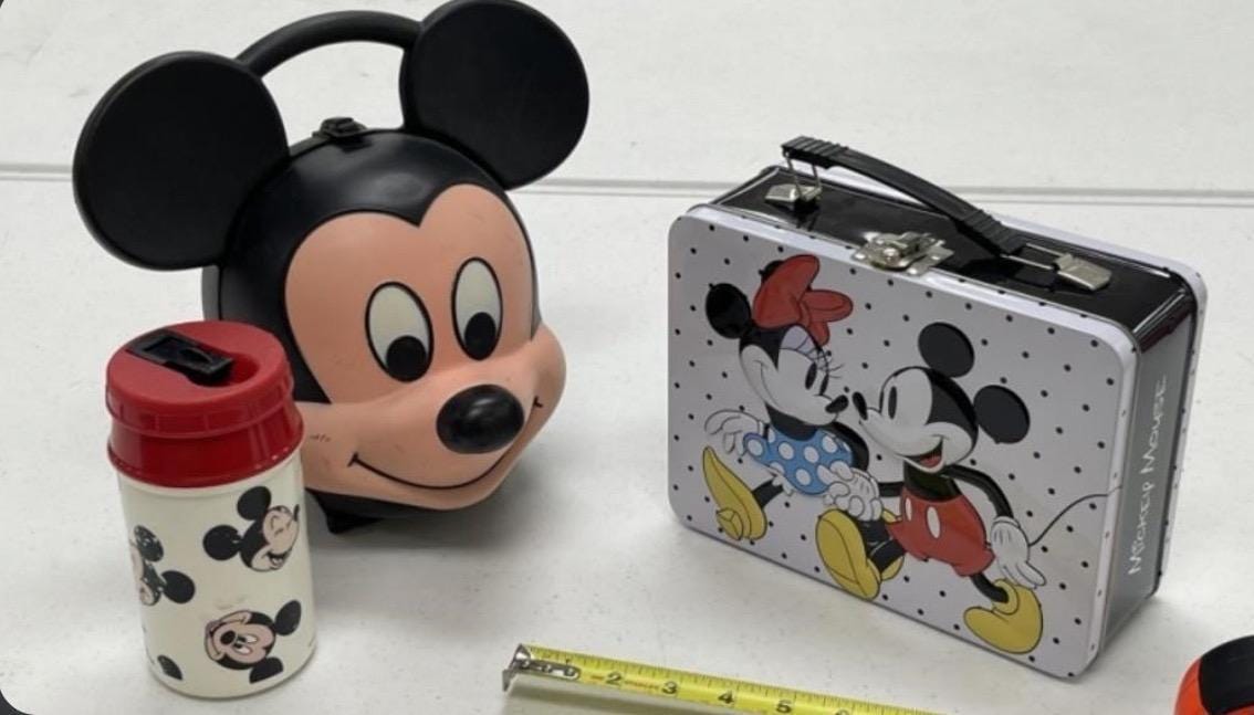 Vintage Aladdin Mickey Mouse Lunchbox with Thermos  Mickey Mouse Head Lunch Kit 80's Disney Thermos Combo Collectible - Sold Individually