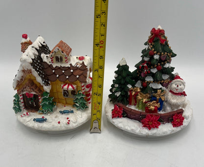 Candle Topper Gingerbread House and Christmas Tree / Snowman Candle-Lite Christmas Decor