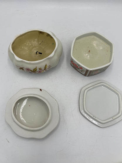 Lund's Lites Asian Inspired Ceramic Trinket Box with Candles - Two
