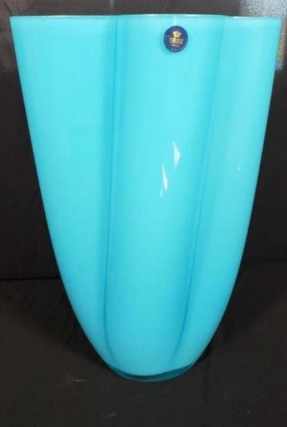 Glass Vase Royal Copenhagen, Gardenia, Anja Kj??r, Crystal, Original Sticker 13.5 H