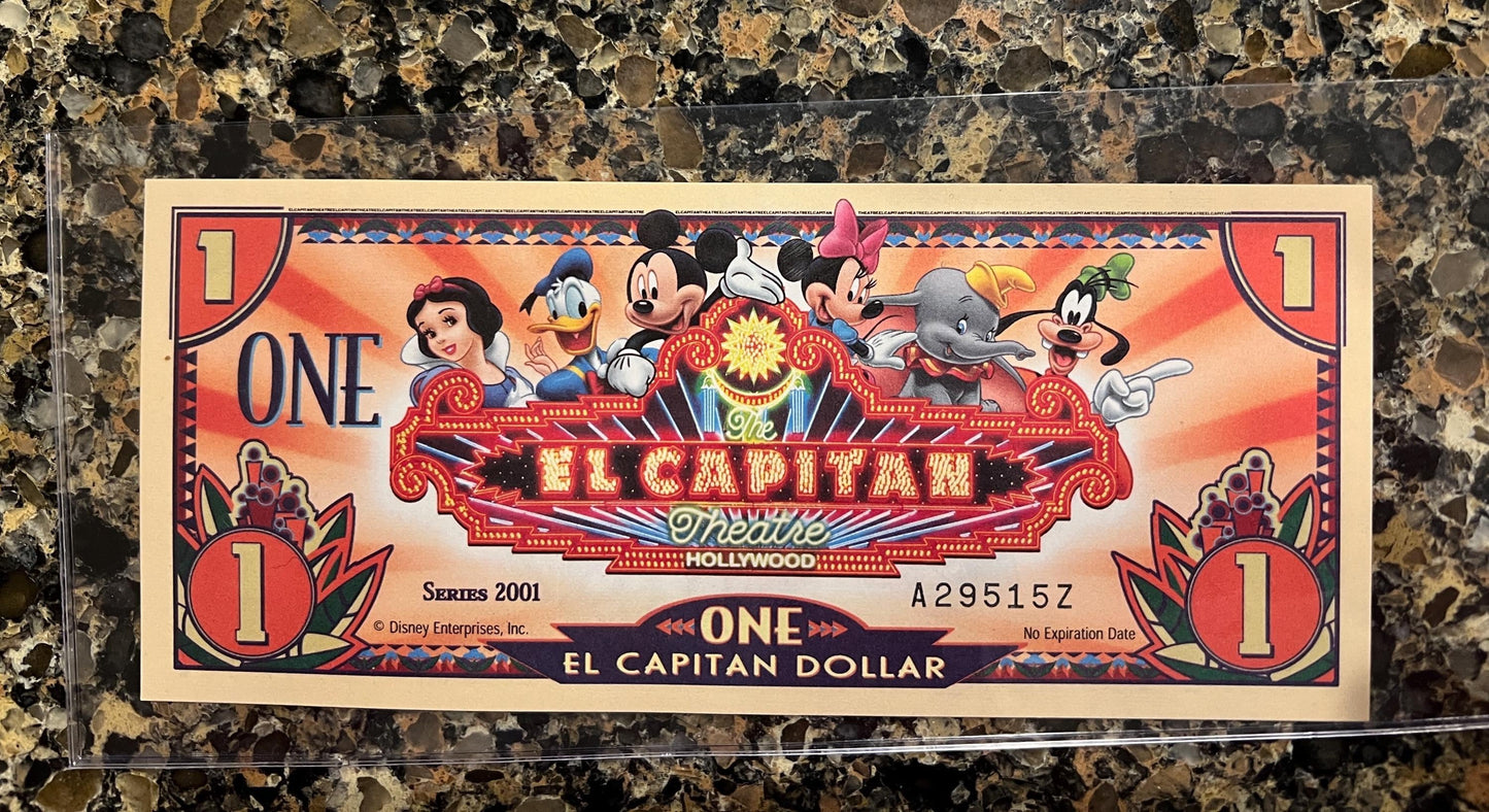 DISNEY Dollars - Huge Variety Available - Ten Dollars - Five - One - Being Sold as Individual Bills