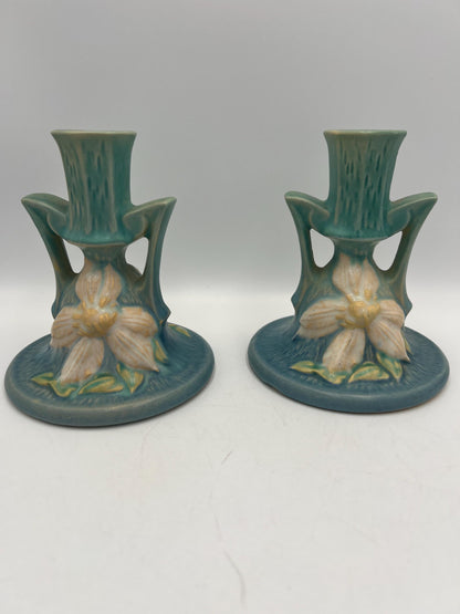 Roseville Blue Candlestick Holders Your Choice