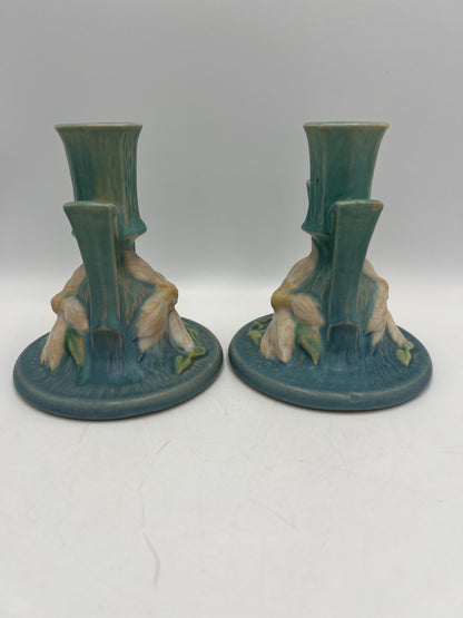Roseville Blue Candlestick Holders Your Choice