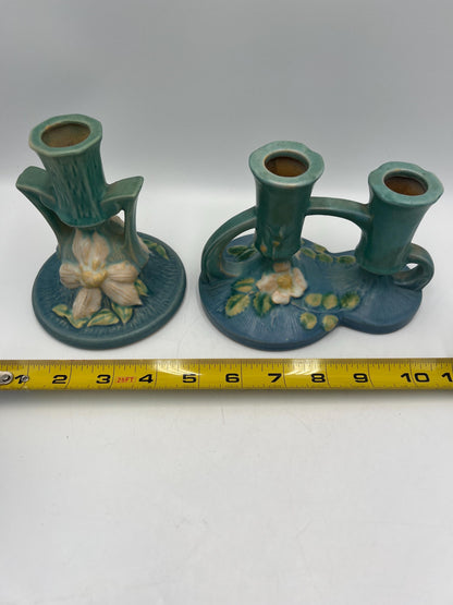 Roseville Blue Candlestick Holders Your Choice