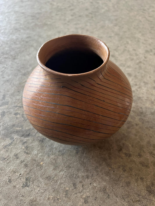 Vintage Etched Ceramic Vessel