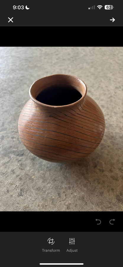Vintage Pottery Vessel: Handcrafted Rustic Water Storage - Ceramic Art