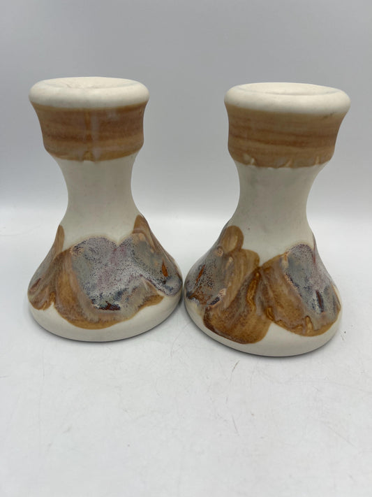 Ceramic Candlestick Holder Signed Art Pottery