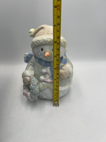 Christmas Decorations: Snowmen Votive Holder or Snowman Table Piece NEW IN BOX