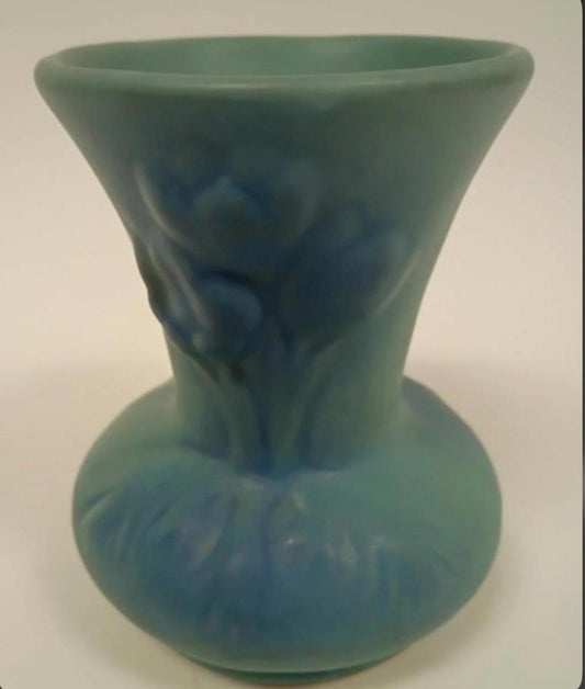Van Briggle Pottery Vase, Ming Blue Tulip, Matte Glaze (5 Inch)