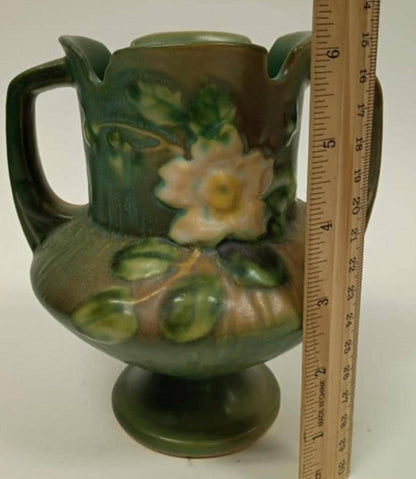 Roseville Pottery Pink Dusty Rose 6" Handled Vase 146-6
