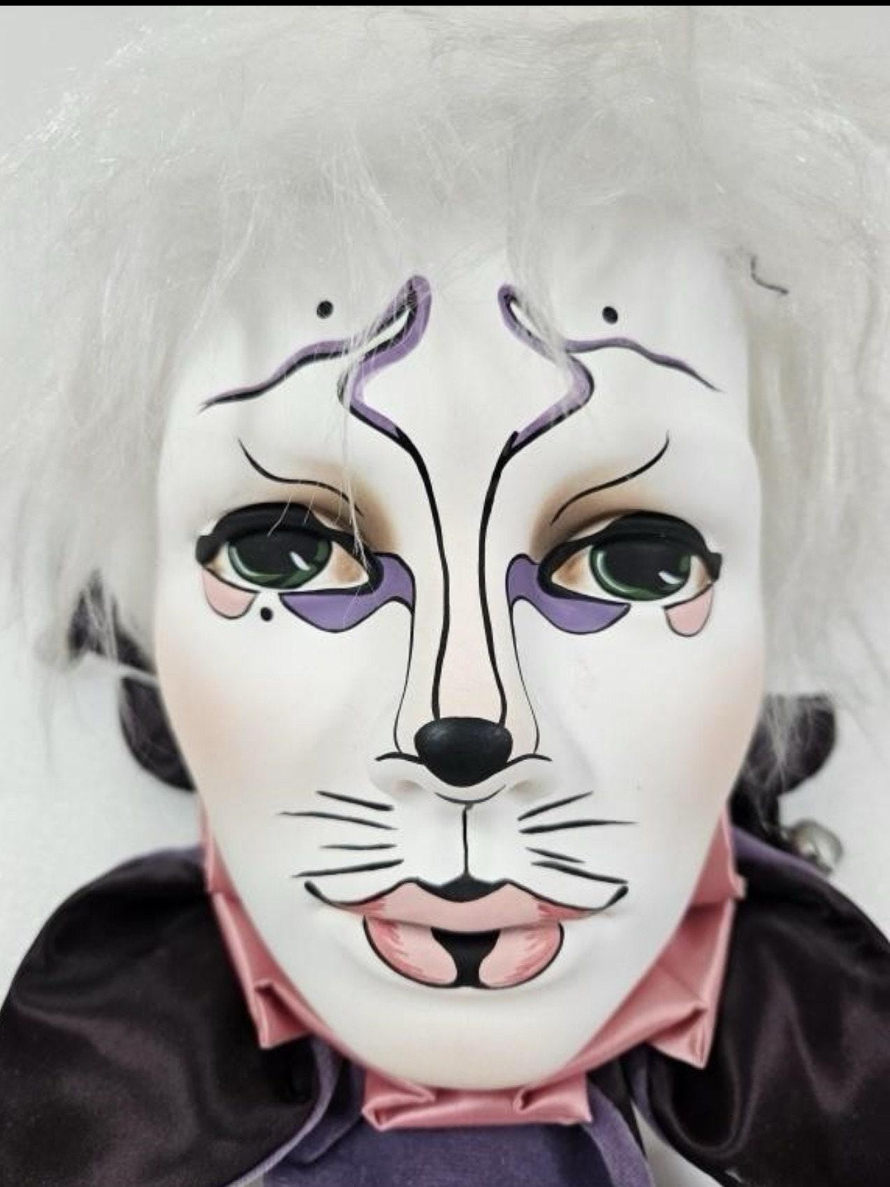 Ceramic Wall Mask: Cat Face Art by Dyan Nelson (Signed, 12")