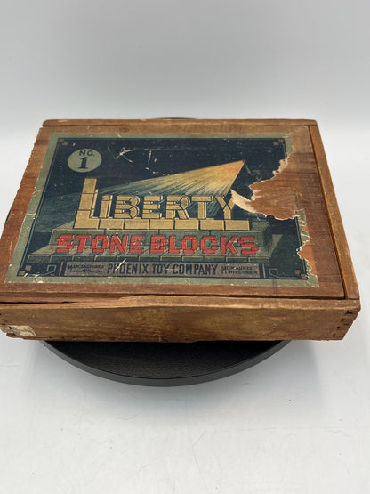 Vintage 1940s Liberty Stone Blocks Set 1 by the Phoenix Toy Co. in Milwaukee, Wisconsin
