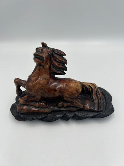 Chinese Export Carved Soapstone Horse Sculpture