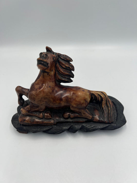 Chinese Export Carved Soapstone Horse Sculpture