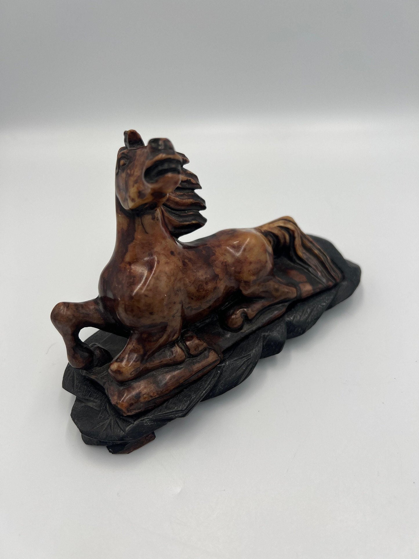 Chinese Export Carved Soapstone Horse Sculpture