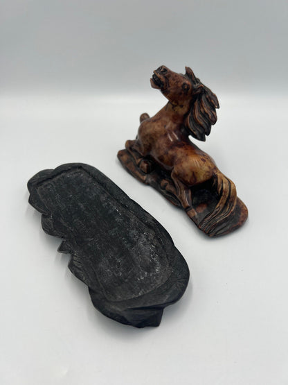 Chinese Export Carved Soapstone Horse Sculpture