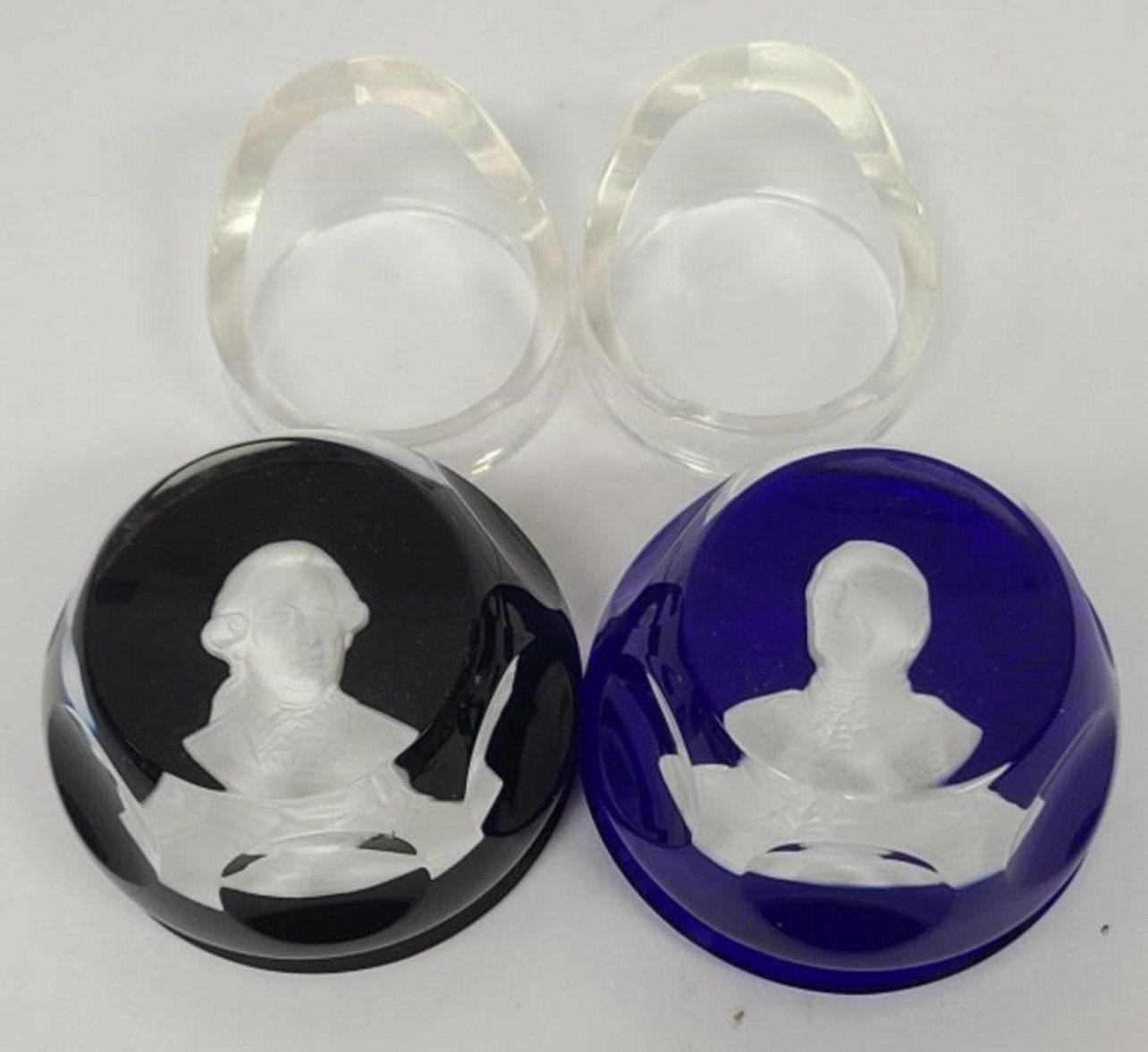 Franklin Mint Bicentennial Cameos in Crystal, John Paul Jones & Admiral de Grasse