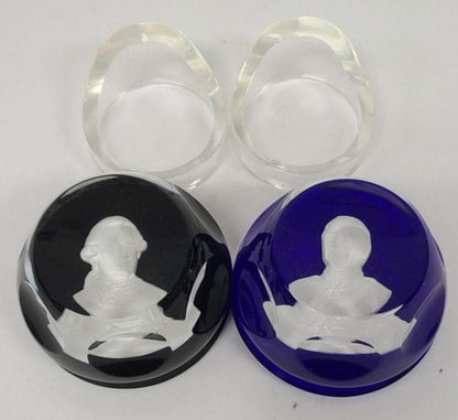 Franklin Mint Bicentennial Cameos in Crystal, John Paul Jones & Admiral de Grasse