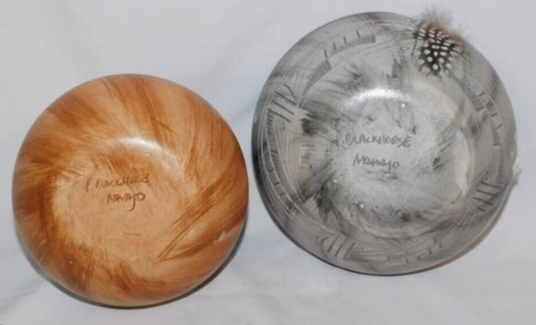 Navajo Pottery Vase and Small Dreamcatcher Pot, Signed P. Blackhorse, Sold Individually