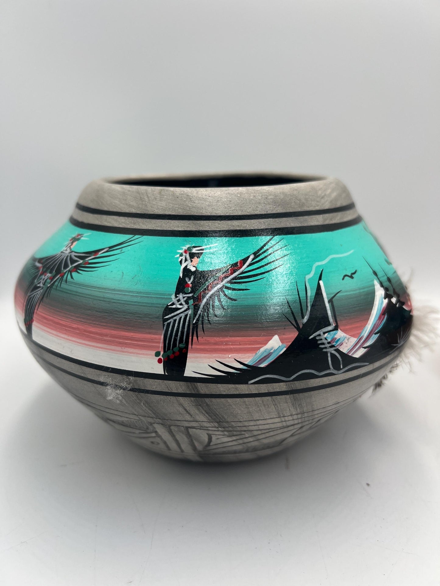 Navajo Pottery Vase and Small Dreamcatcher Pot, Signed P. Blackhorse, Sold Individually