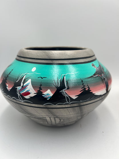 Navajo Pottery Vase and Small Dreamcatcher Pot, Signed P. Blackhorse, Sold Individually