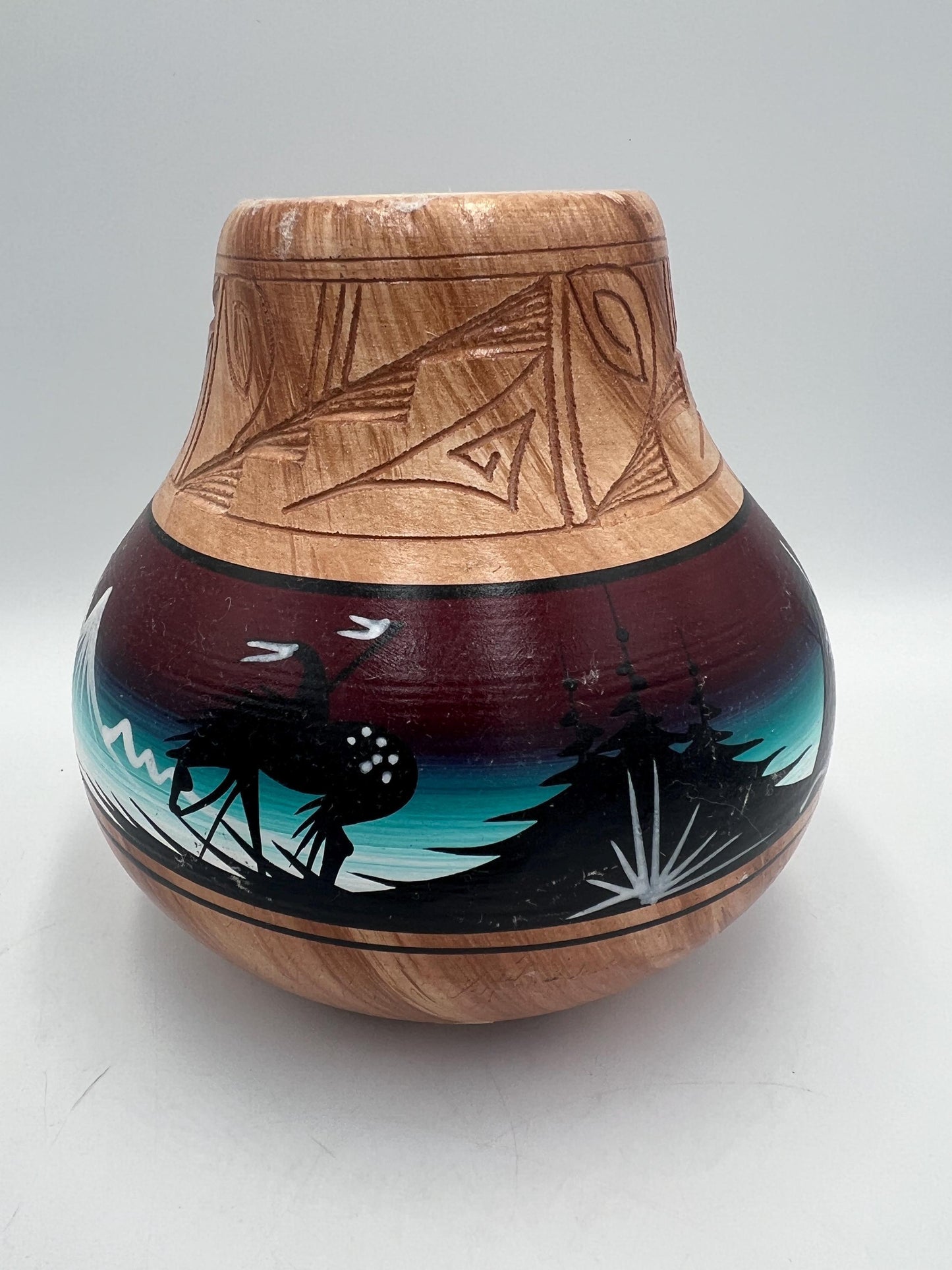 Navajo Pottery Vase and Small Dreamcatcher Pot, Signed P. Blackhorse, Sold Individually
