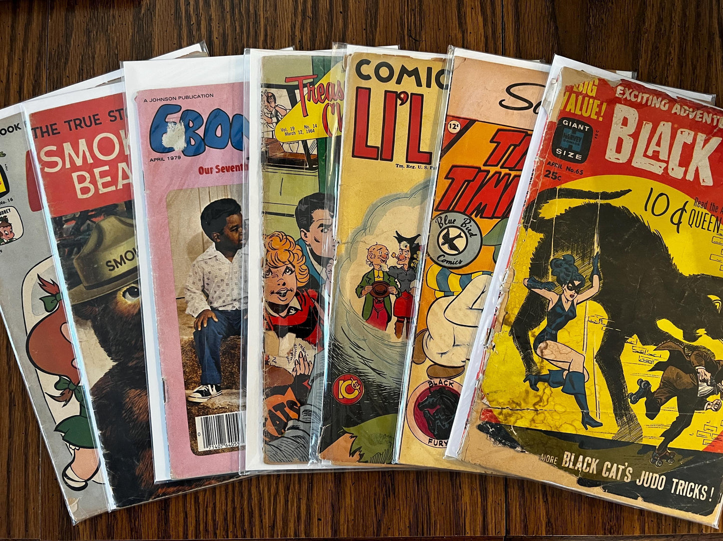 Vintage Comic Lot  Little Audrey #16, Smokey Bear, Treasure Chest 1964, Abner #45, Timmy Ghost, Black Cat #65